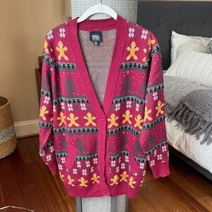 Unique Vintage Red and Gold Cardigan